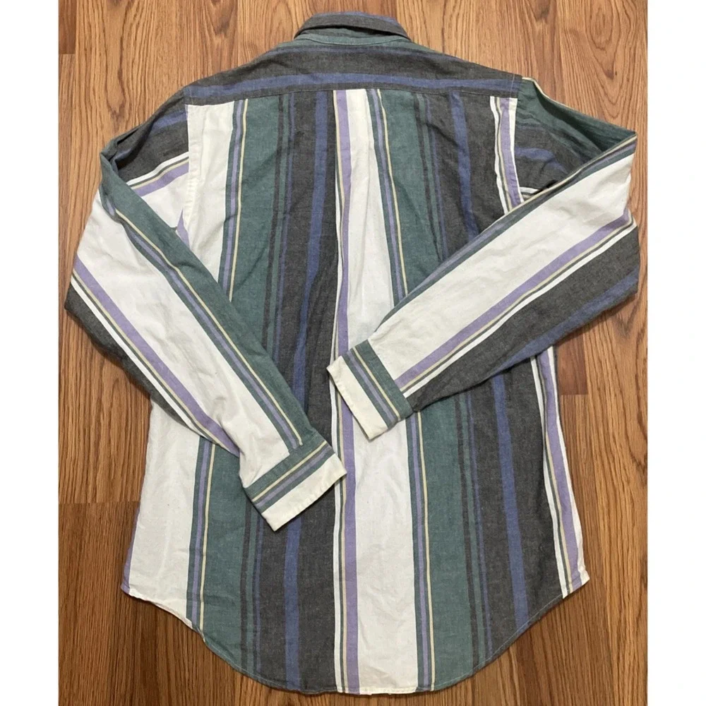 Polo Ralph Lauren Shirt Mens Large Made USA 90s Button Down Striped Preppy